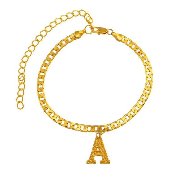 Cuban link Extended Initial Anklet