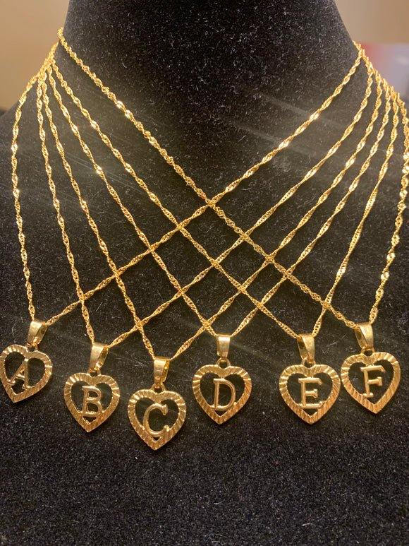 Gold Initial Heart