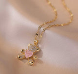 Pink Ice Teddy Pendant