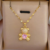 Pink Ice Teddy Pendant