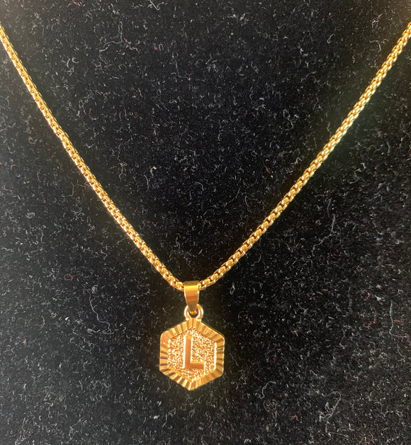 Octagon Initial Pendant