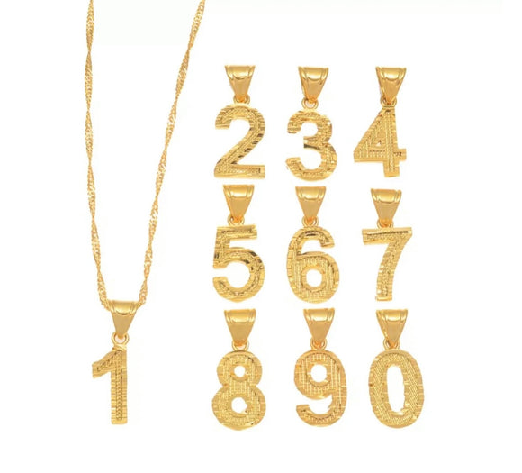 Gold Number Pendants